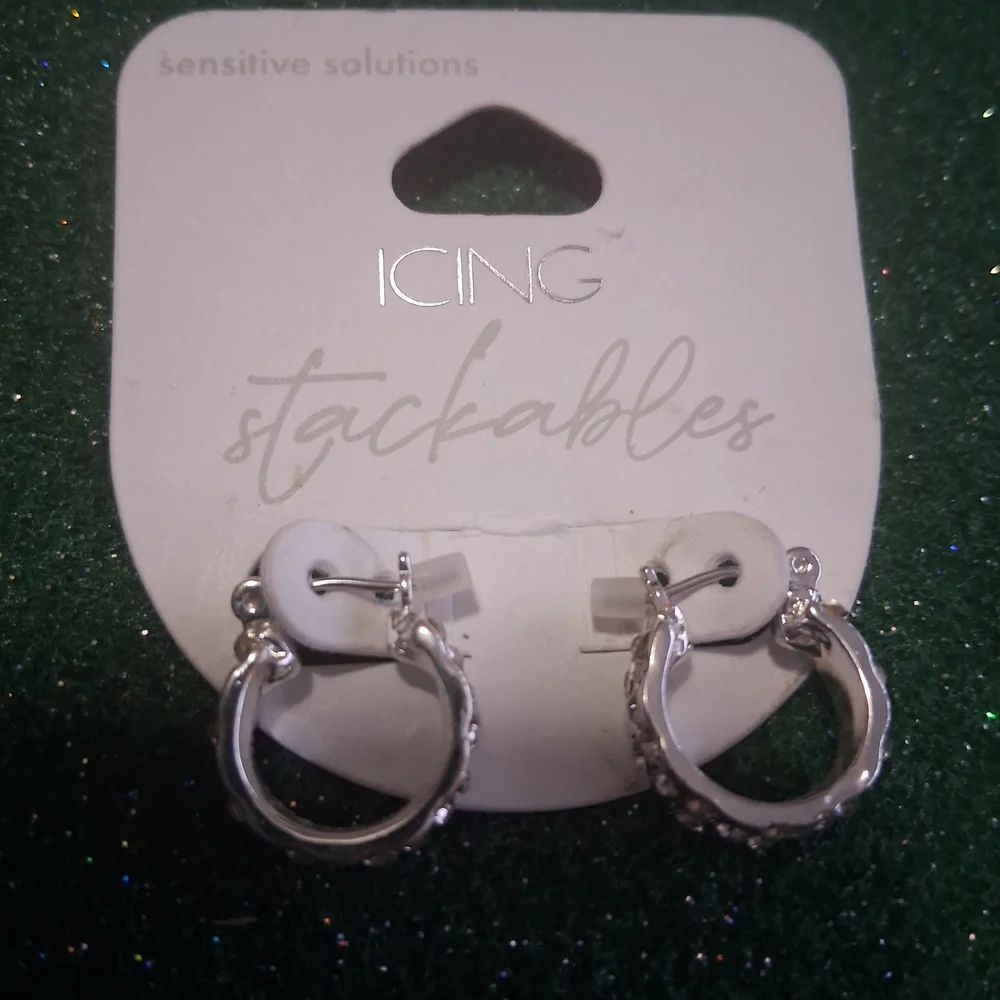 Icing Stackable Silver Earrings - Picture 1 of 5